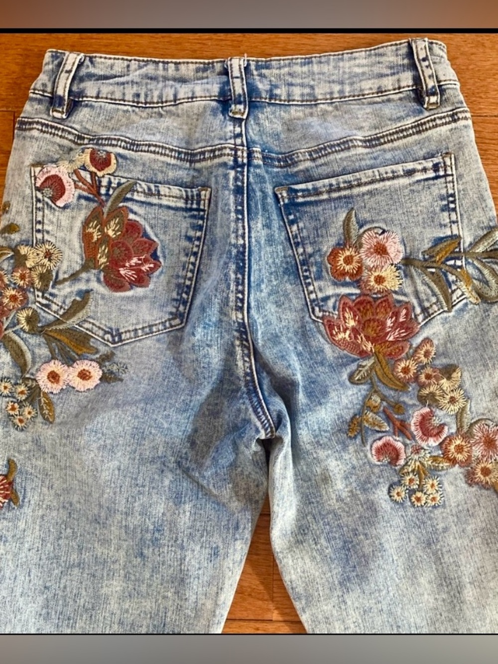 Hippie Laundry Floral Embroidered Skinny Jeans Boho Y2K High Rise 29